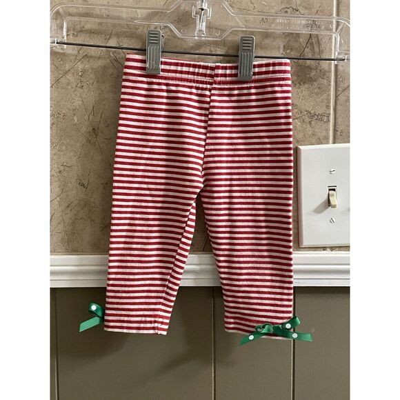 Rare Editions Red White Striped Leggings Baby Girl Size 9 Months - Picture 1 of 4